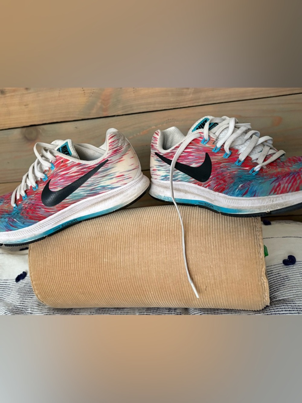 Nike Women’s White Sneakers with Pink and Blue Accents